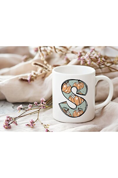 Beramussa كوب على شكل حرف S مزين بنقش اليقطين - كوب لطيف بطابع الهالوين - هدية