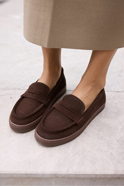 ANGELİNA JONES CRAFT KADİN KAHVERENGİ GERCEK SUET LOAFER AYAKKABİ
