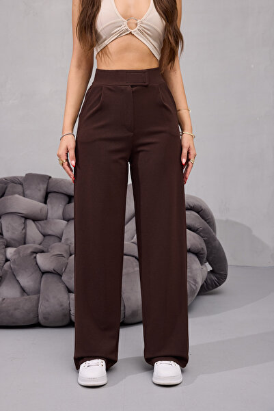 BİKELİFE Women's High Waist Lycra Velcro Closure Wide Leg Palazzo Pants