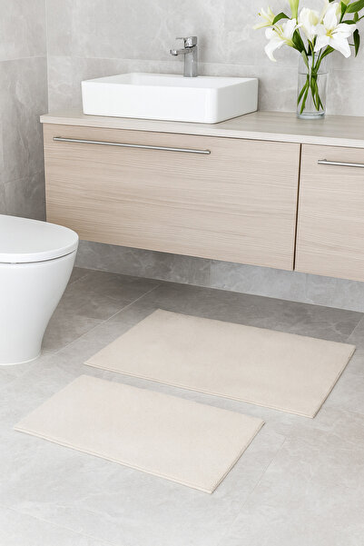 Colore Home سجادة حمام من القطيفة قابلة للغسل ومضادة للانزلاق، عبوة من قطعتين