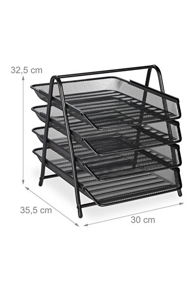 Relaxdays Suport/organizator documente, pentru birou, 4 compartimente detașabile, 32,5 x 30 x 35 cm