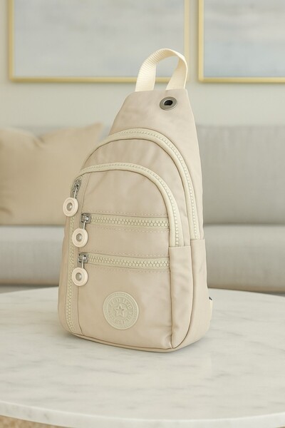 Newish Polo Women's Crinkle Fabric Crossbody Chest and Shoulder Bag with Headphone Jack - Body Bag