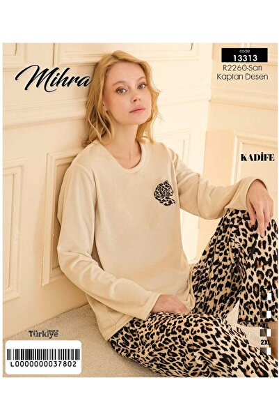 Mihra KADİFE UZUN KOL ALT UZUN PAÇA REÇME PİJAMA TAKIMI