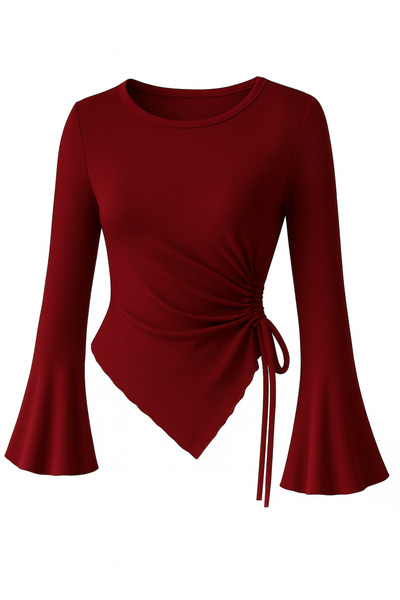 Wild Flower Μπλούζα με στρογγυλή λαιμόκοψη με λεπτομέρεια από διαφανές υλικό, ισλαμική μπλούζα που ταιριάζει με το μανίκι της Ισπανίας