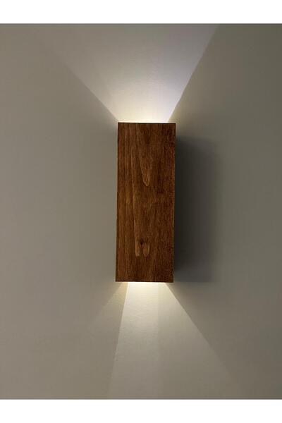 woodalbuba Ahşap Dekoratif Duvar Dekorasyon Aydınlatma Ledli Pilli 2'li Aplik
