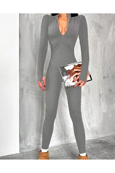 Modayakamoz Women's Long Sleeve V-Neck Camisole Jumpsuit with Thumb-Proof Detail