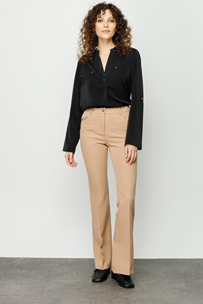 Ekol Women's Spanish Leg Pants-Camel