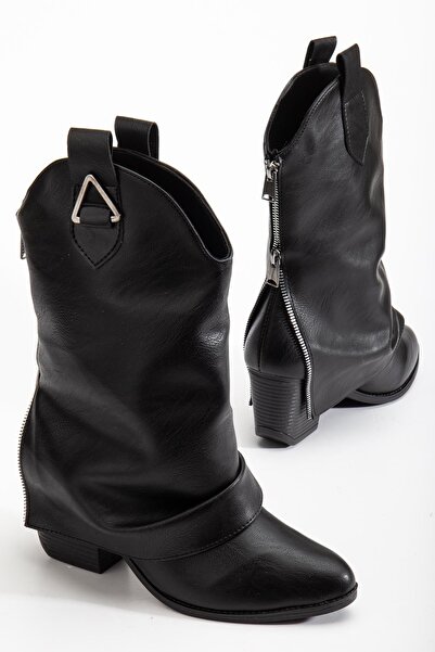 SUİNS SHOES Suins Puera Western Kadın Kovboy Kahve Siyah Bot