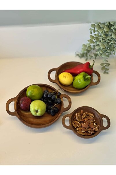 BUCOLIC 3'lü Akasya Sahan Sunum Kasesi Seti