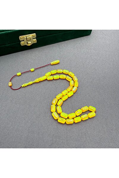 ASLAN Tesbih Usta İşçilikli Sarı Yoğun Hareli Orjinal Opal Tespih