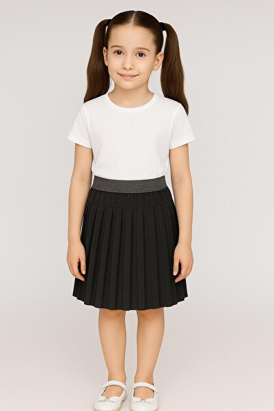 FERRY BUTİK KIZ ÇOCUK GÖSTERİ BELİ SİMLİ LASTİKLİ PLİSELİ ETEK