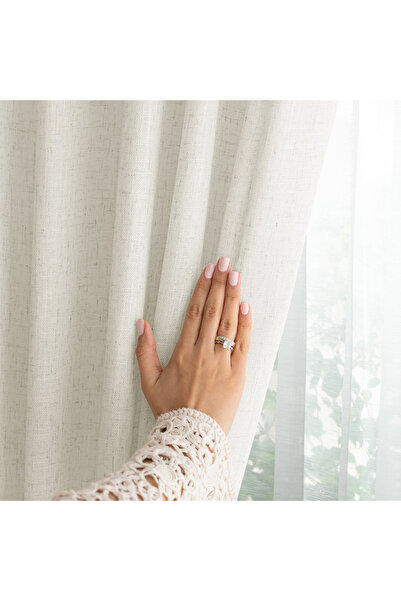 Five Store Linen curtain with multifunctional drapery, Alenka, 200 g/m2, 140 x 250 cm, light beige