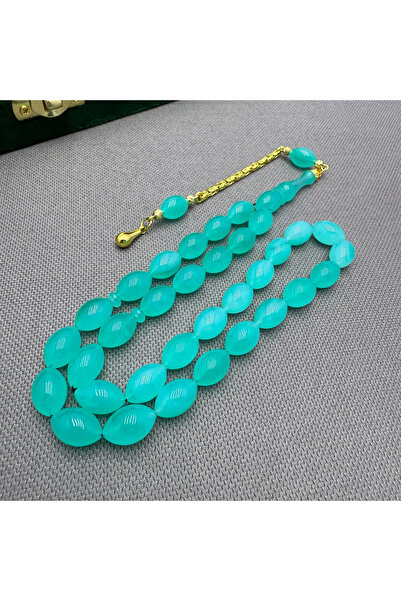 ASLAN Tesbih Usta İşçilikli Gümüş Damla Zincirli Alman Bakalit Su Yeşili Katalin Tespih