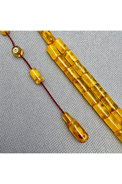 ASLAN Tesbih Erkan ÇUBUKÇU Usta İşçilikli Kesme Hareli Kehribar Tespih