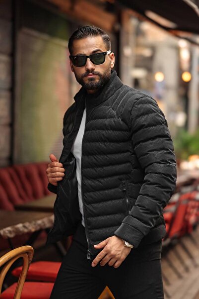 KOCCI Jachetă de iarnă pentru bărbați, cu guler clasic, căptușită, rezistentă...