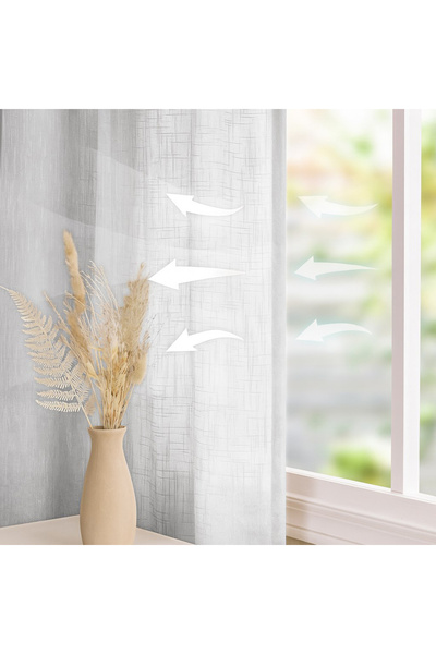 Five Store Linen fabric curtain with multifunctional drapery, Vlatka, density 200 g/m2, 140 x 270 cm, white