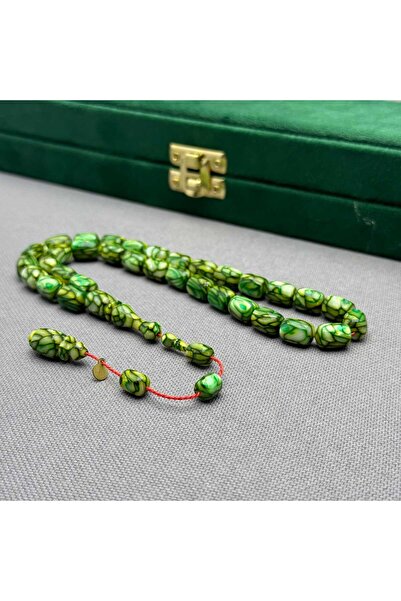 ASLAN Tesbih Dalgıç Usta İşçilikli Özel Seri Fransız Yeşil Galalith ( Galanit...