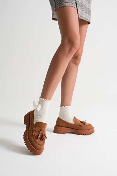 MFT AYAKKABI Kadın Loafer Makosen Casual Püsküllü Günlük Ayakkabı