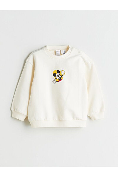 LC Waikiki Bisiklet Yaka Mickey Mouse Baskılı Erkek Bebek Sweatshirt ve Eşofman Alt