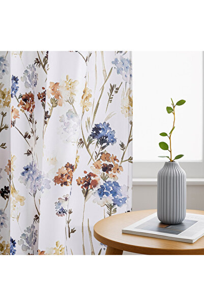 Five Store Blackout curtain with rings, floral pattern, Premuda, density 200 g/m2, 135 x 270 cm, yellow