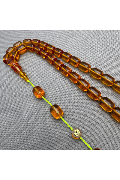 ASLAN Tesbih Mesut ELMA Usta İşçilikli Alman Blok Zar Kehribar Tespih