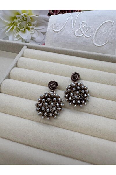 MY NUCA أقراط من حجر اللؤلؤ النحاسي المصنوع يدويًا