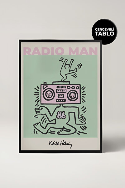 House Gorgeous Keith Haring Radio Man Uramljena Slika