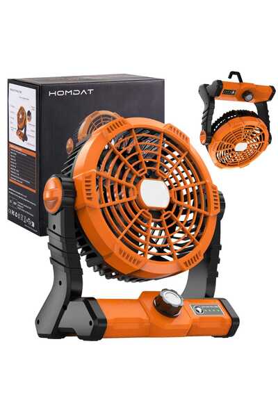 PA مروحة تخييم محمولة 20000mAh قابلة لاعادة الشحن مع فانوس LED،