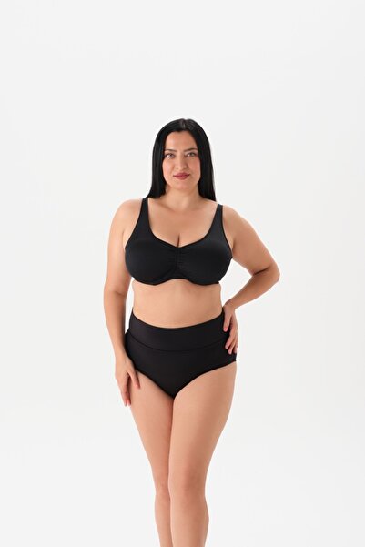 Pierre Cardin Büyük Beden Toparlayıcı Balenli Siyah Bikini Takım