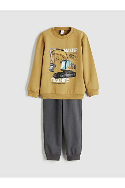 LC Waikiki Sari Bisiklet Yaka Erkek Çocuk Sweatshirt Ve Eşofman Alt