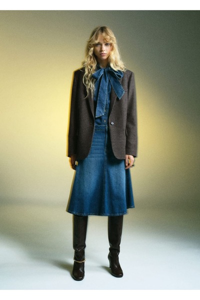 MANGO Woman Ekose yün blazer