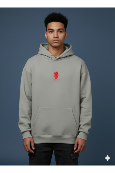 By Caspita Fashion Lenithra Evangelion Back Printed Unisex Oversize Gray Hoodie