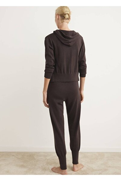 MANGO Woman Paçaları ribana pamuklu triko pantolon