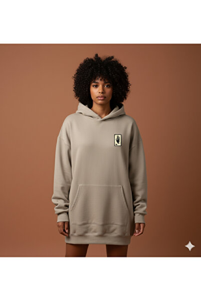 By Caspita Fashion Lenithra Death Back Printed Unisex Oversize Beige Hoodie