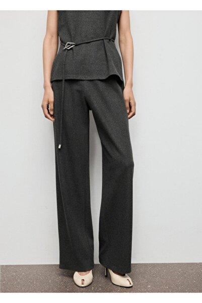 MANGO Woman Beli bağcıklı düz kesim pantolon