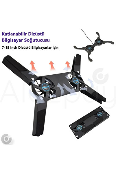 Alazpay Katlanabilir Çift Fanlı USB Dizüstü Laptop Soğutucu Bilgisayar Standı...