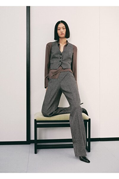 MANGO Woman Kırçıllı yün pantolon