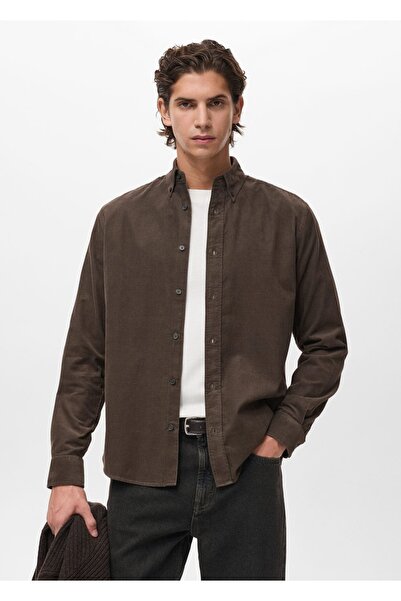 MANGO Man Klasik kesim mikro fitilli kadife gömlek