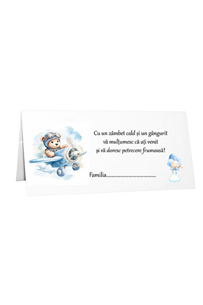 OEM Plic Bani Botez Ursuleț Bleu Cartonat - set 30 buc