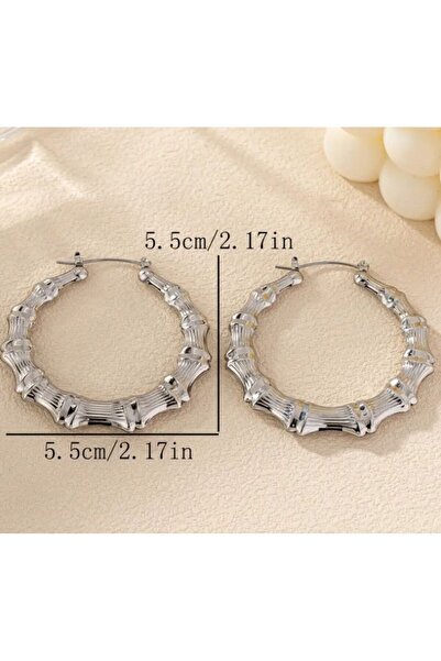 Dgt Luxury 18K Altın Kaplama Boğumlu Hafif Bambu Halka Küpe