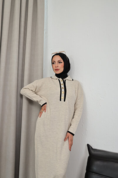 NEW DAĞ فستان بياقة بولو بأزرار