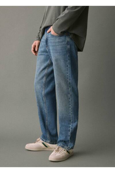 Mango Teen Düz kesimli pamuklu jean pantolon