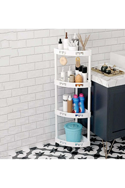 OEM Corner shelf for bathroom, kitchen, balcony, with wheels and 4 storage spaces