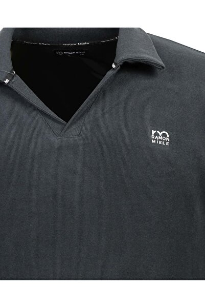 tambattal Plus Size Buttonless Polo Neck Velvet Sweater