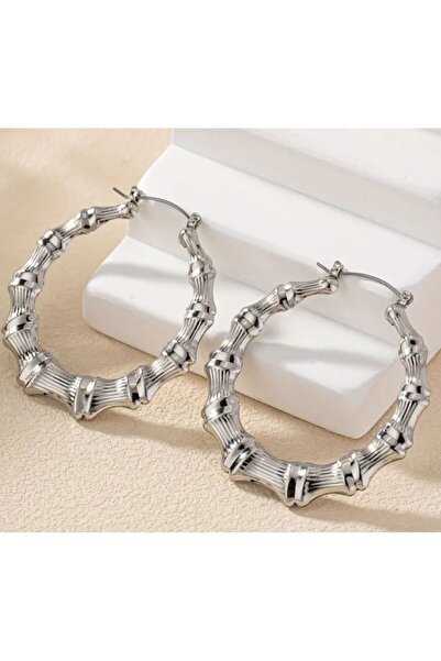 Dgt Luxury 18K Altın Kaplama Boğumlu Hafif Bambu Halka Küpe