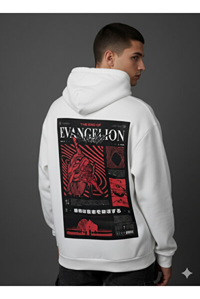 By Caspita Fashion Λευκό φούτερ με κουκούλα με στάμπα στο πλάτη Lenithra Evan...