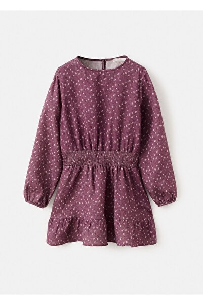 MANGO Kids Büzgülü çiçekli elbise