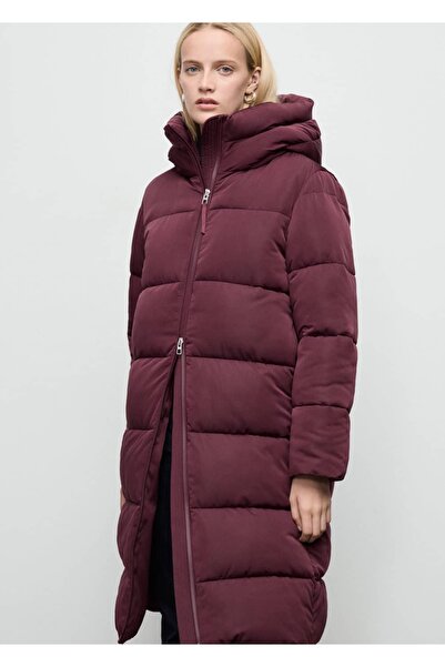 MANGO Woman Long Quilted Anorak with a Hood