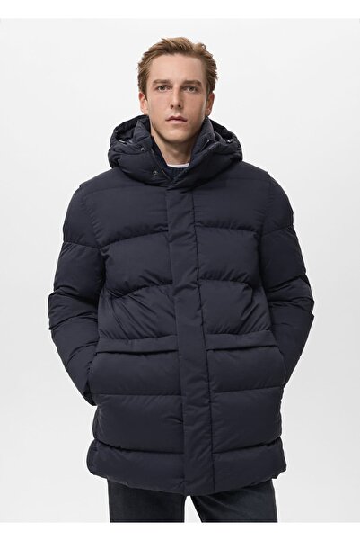 MANGO Man Kapüşonlu su geçirmez kapitone anorak