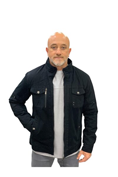 DYNAMO Erkek Siyah Renk Kapüşonsuz Kürk Astarlı Su Geçirmez Mont Kaban